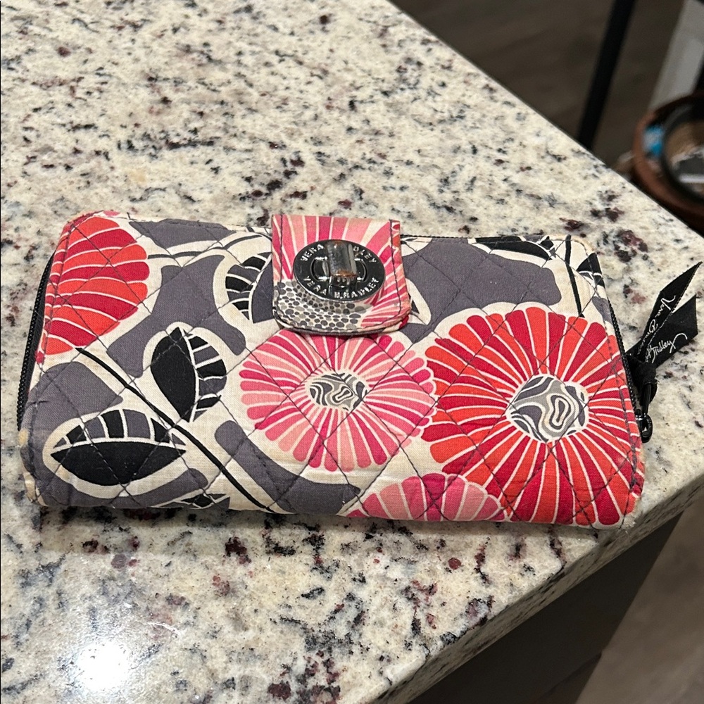 Vera Bradley Red and Gray Floral Wallet